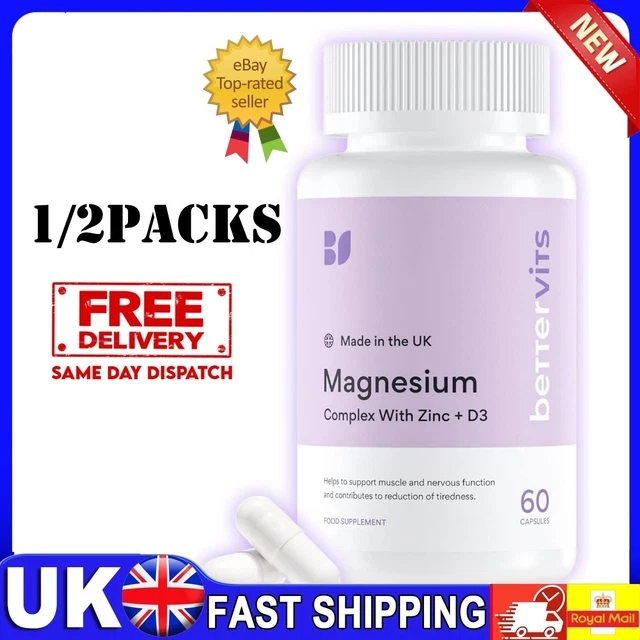 1/2X BETTERVITS MAGNESIUM Glycinate Complex Citrate, Zinc & Vitamin-D3 ...