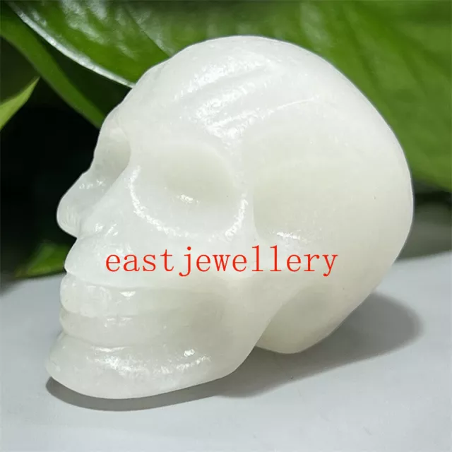 Natural White Jade Skull Quartz Hand Carved Crystal Skull Reiki Healing 1pc