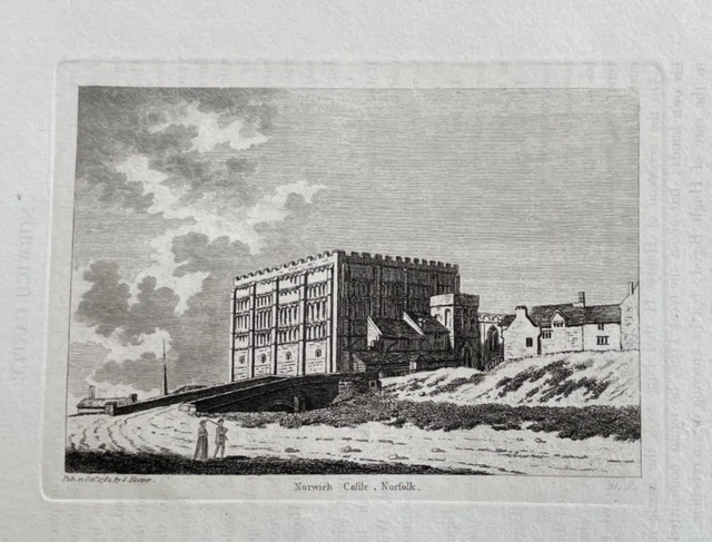 Antique Print Norwich Castle Norfolk 1784 Pub. S Hooper Eng. D.l.
