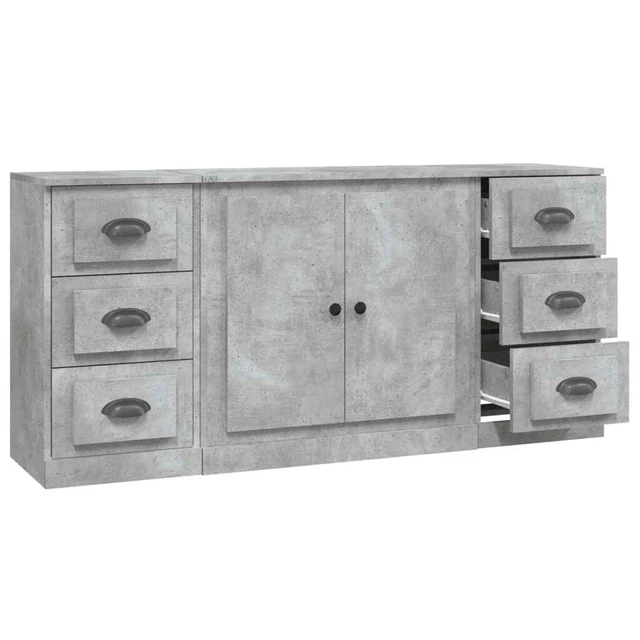 AX Credenza 3 Mobiletti Grigio 142x35.5x67.5cm Arredo Soggiorno Elegante 3185235