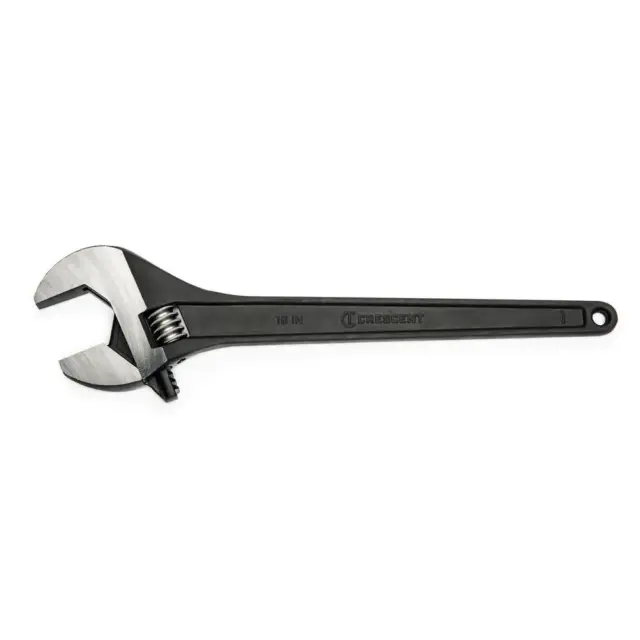 18 In. Black Oxide Adjustable Wrench Chrome alloy steel construction