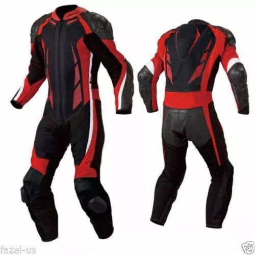 Mens A Grade Leather Motorcycle 1PC Suit Motorbike Rider Racing Armour Sports AB