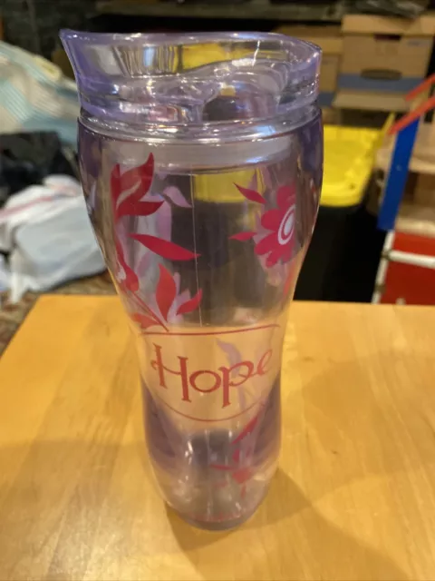 LONGABERGER "Horizon Of Hope" Travel Cup Breast Cancer Awareness "HOPE" Acrylic