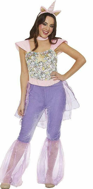 Girl's Large Mystical Unicorn Halloween Costume Jumpsuit and Belted Train Only