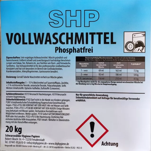 20 kg BC-MAT Vollwaschmittel Waschmittel Waschpulver phospharfrei 20kg Sack