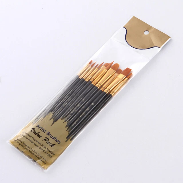 Juego de 10 piezas de pinceles de pintura acrílica cabello de nailon
