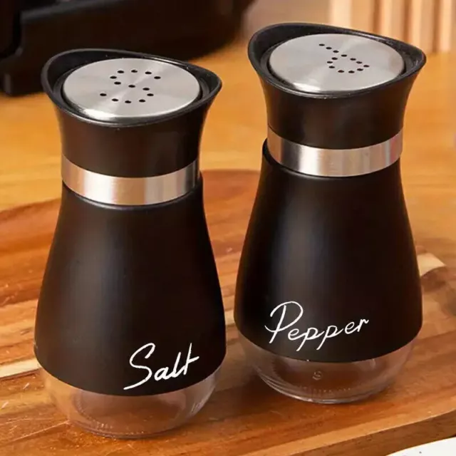 2x Salt And Pepper Shakers Pots Dispensers Cruet Jars Set Stainless steel+ glass