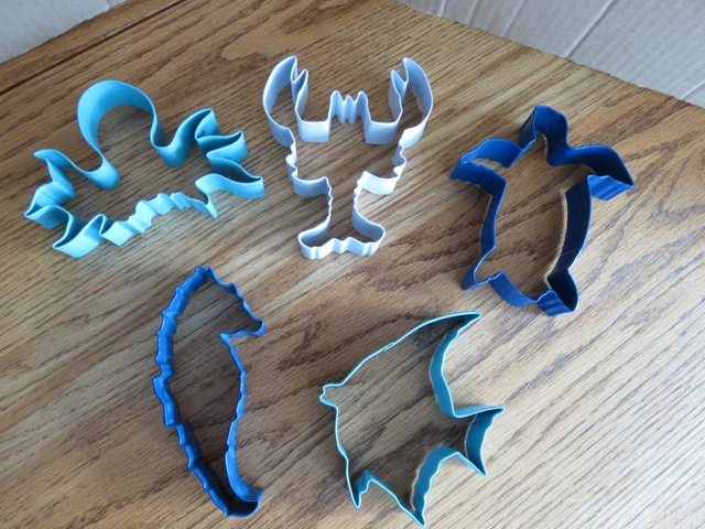 Beach Sea Ocean Cookie Cutters Set of 5 Metal Sea Life Animals