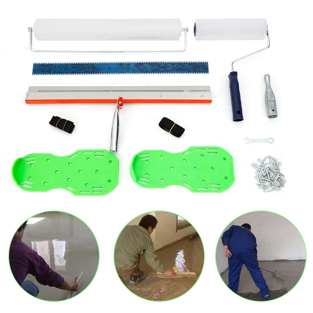 CEMENT SELFLEVELING RAKE Kit Epoxy Floor Paint Tiles Spikes Roller