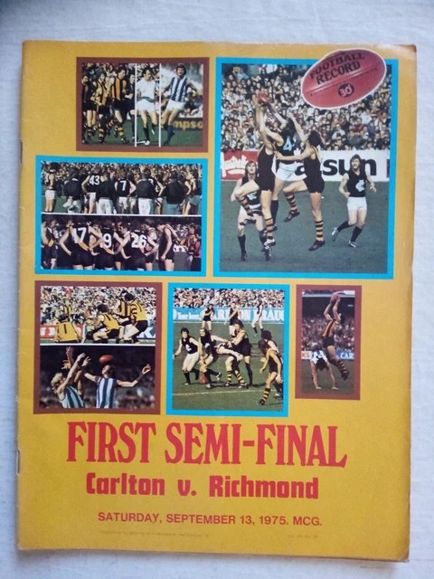 1975 VFL FIRST Semi-Final Carlton vs Richmond Football Record September ...