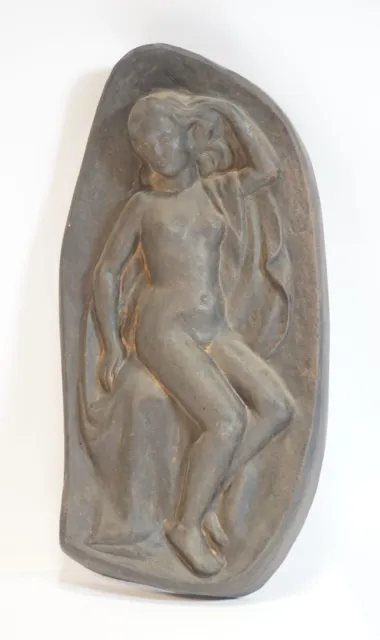 Rarität SHW Eisenguss Relief Akt räkelnde Dame nackt mit Signatur "Grau"