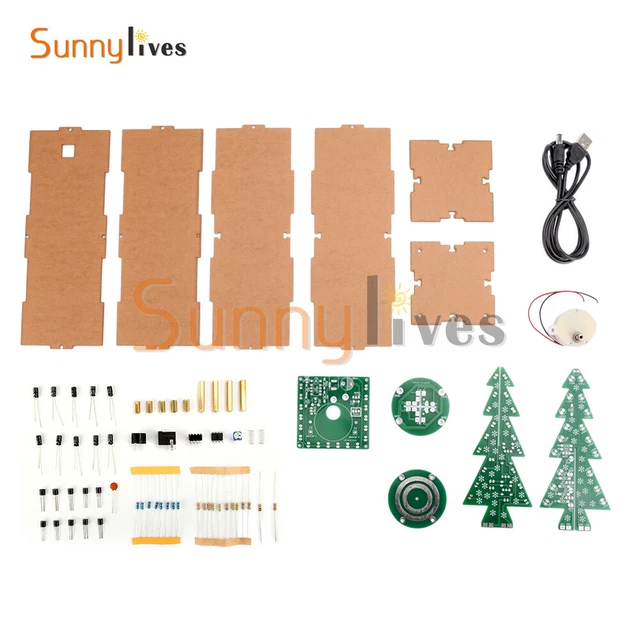 DIY 3D LED Flashing Christmas Tree Circuit Kit Glitter Electronic ...