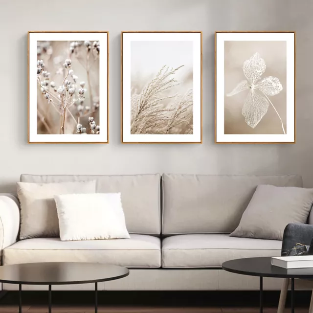 Home Hanging Decor Print Paper Canvas Wall Art  Dried Flower 3 sets Poster