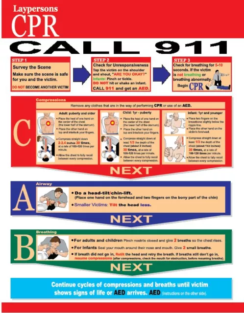 CPR Reference Chart for Layrescuers - latest Guidelines!