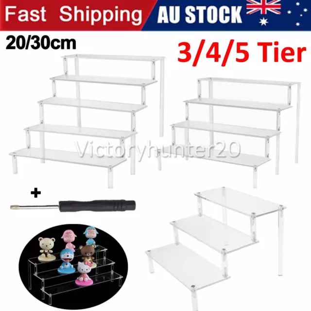 3-5 Tier Clear Acrylic Holder Riser Display Shelf Removable Rack Figures HOT AU