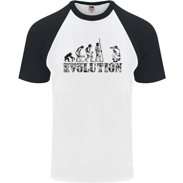 Maglietta da baseball Evolution Photographer divertente fotoraphy da uomo S/S