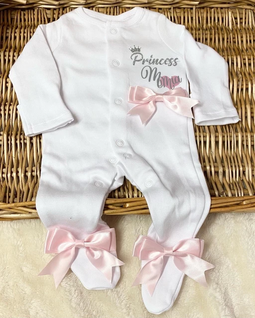 Sleepsuit/babygrow￼ Bow Set Girl Boy Baby Personalised Princess Prince⭐️❤️❤️cute