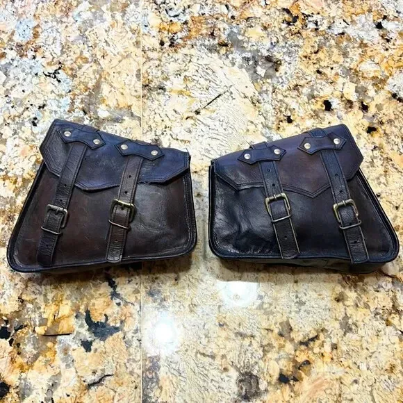 Motorrad Satteltaschen Gepäcktasche Tasche (Links & Rechts) Leder Beutel Jahr