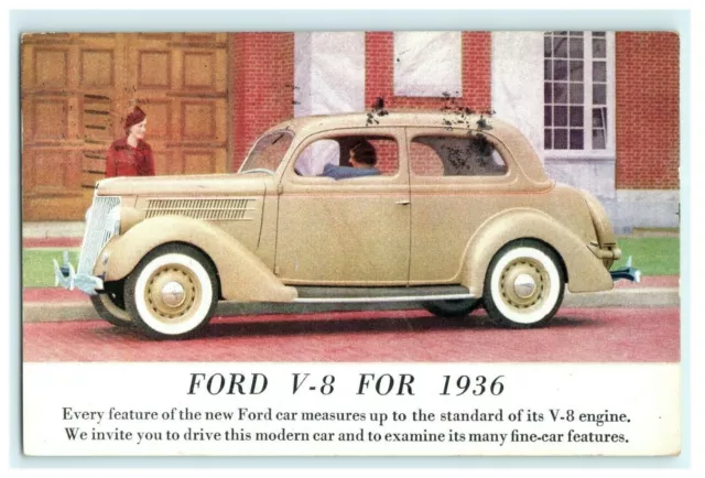 Ford V-8 For 1936 Dealer The Malcom Motor Sales Co. Waterbury CT Postcard