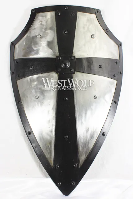 Hand-Forged Gothic LAYERED STEEL CROSS SHIELD -- Medieval Battle Armor sca/larp