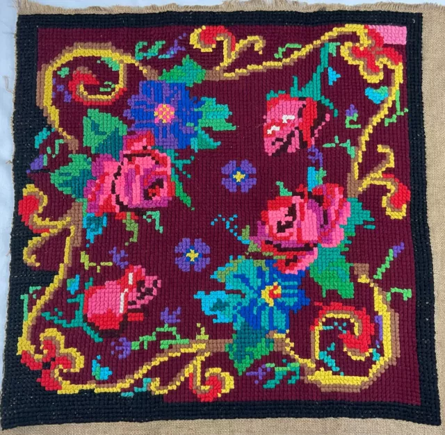 Tapiz de colección bordado a mano grande acabado completo 26,5 x 27 in