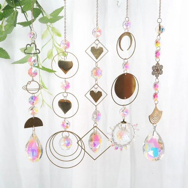 Reflact Cloud Moon Heart Crystal Wind Chime Sun Catcher Rainbow Prisms Pendant