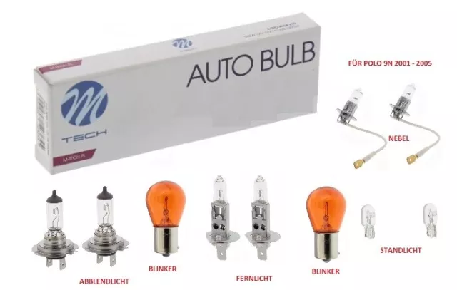 Lampen Set Halogen Birnen für VW Polo 9N 2001-2005 Reparaturset für unterwegs