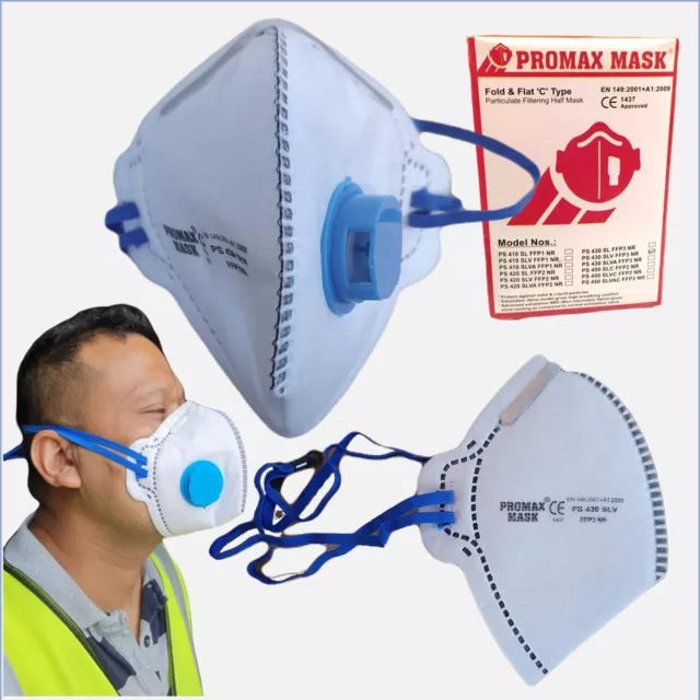 Ffp3 Face Mask Nr Dust Flat Fold Valved Protective Respirator Washable Reusable