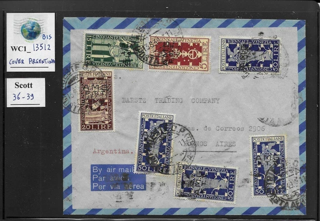 WC1_13512_BIS . ITALY: TRIESTE FTT. Cover w. 1949 ART VENICE. Scott 36-39.
