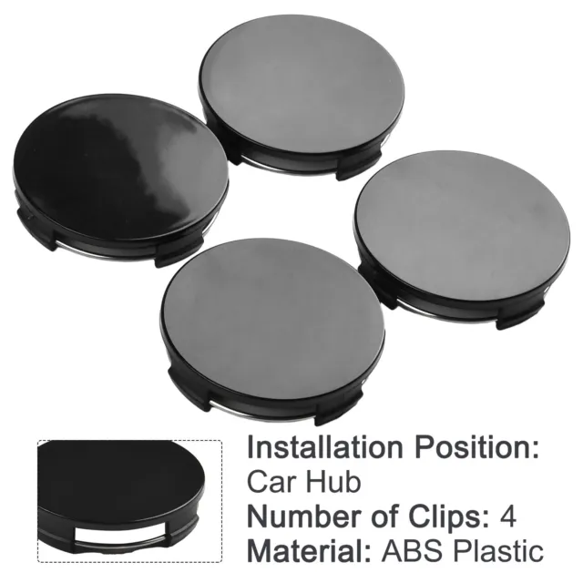 Robuste und stilvolle schwarze Radnabenkappe Abdeckung 65 mm Durchmesser 4 Clips