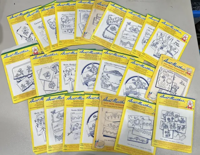 VTG Lot of 24 AUNT MARTHA'S Hot Iron Transfers Embroidery Fabric Painting Art