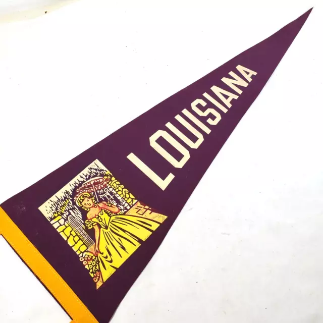 Vintage Louisiana Souvenir Pennant Size 27"