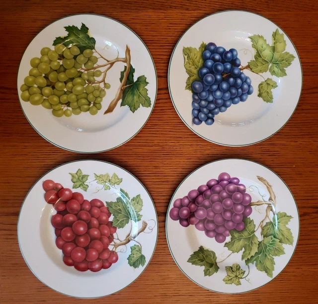 4pc VTG "American Atelier At Home"  #5039 Classic Vineyard Grape 8" Plate Set