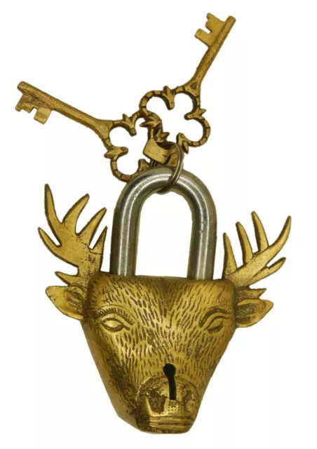 Deer Shape Padlock Antique Victorian Style Handmade Brass Door Lock Home Décor