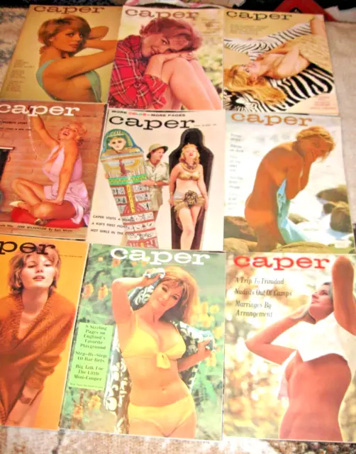 Vintage Lot of 9 Pin Up Caper Magazine 1960's