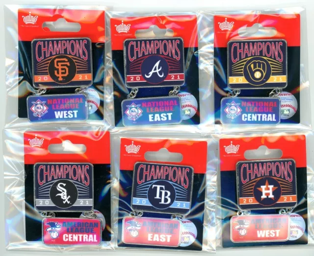 2021 MLB Division Champs Dangle Pin Choice Giants Brewers Braves Astros Rays Sox