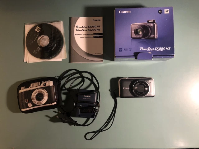 CANON POWERSHOT SX 220 HS + Batteria e Caricabatteria + Custodia
