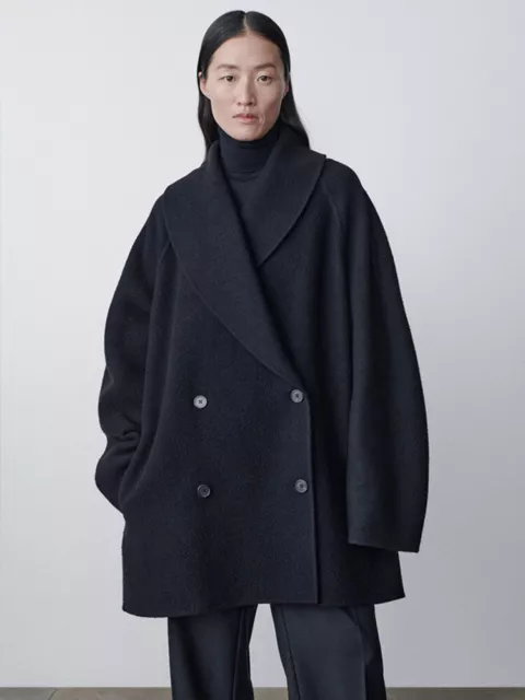 THE ROW Women Black Wool Thicken Suit Coat