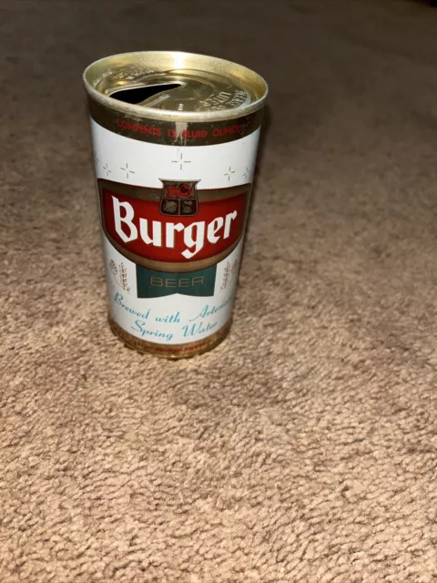 Burger Crimped Steel Pull Tab Beer Can Hudepohl Brewing Cincinnati, Ohio