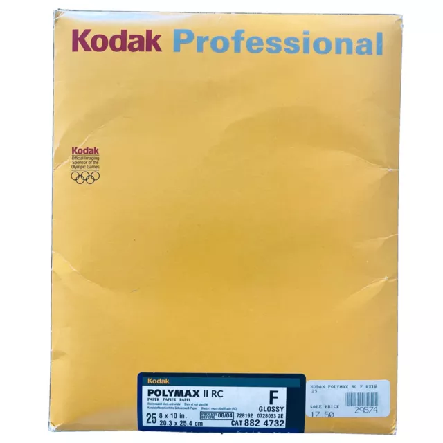 Papel blanco y negro a radiocontrol KODAK Professional POLYMAX II 8x10, ¡25 hojas SELLADO!