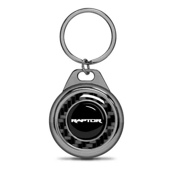 Ford F-150 Raptor Real Carbon Fiber Gunmetal Roundel Metal Key Chain