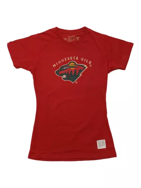 Minnesota Wild Rétro Marca Junior DONNA Rosso Manica Corta T-Shirt