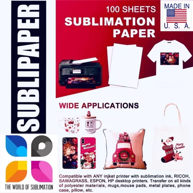 Heat Transfer Paper For Dye Sublimation SUBLIPAPER 100 Sh 8.5”x11” Sublimacion