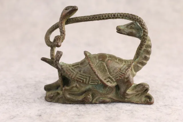 Collection Chinese bronze handmade cast dragon snake statue table decoration