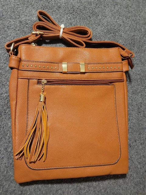 Faux Leather Brown Crossbody Bag/Purse/Messenger NWOT