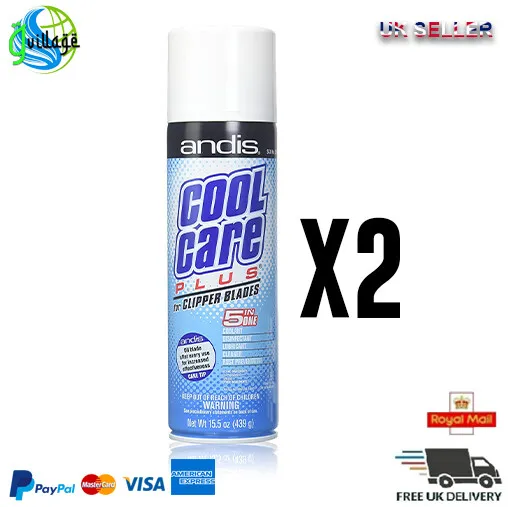 2 X Andis Cool Care Plus Spray für Clipper Klingen - 5 in 1 Formel