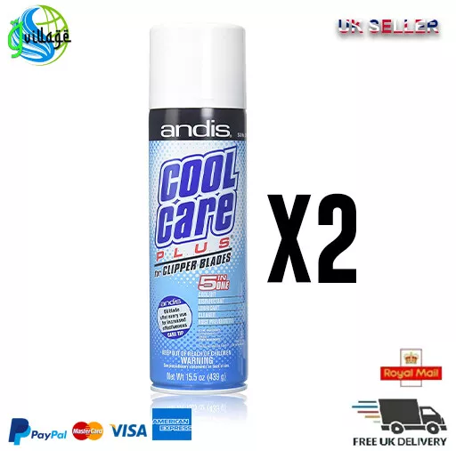 2 spray Andis Cool Care Plus para cuchillas cortadoras - fórmula 5 en 1