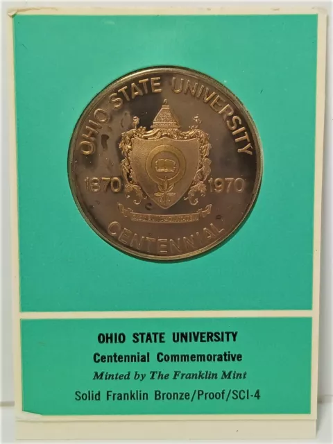 Vtg 1970 Franklin Mint Centennial Bronze Medal Ohio State University Hall