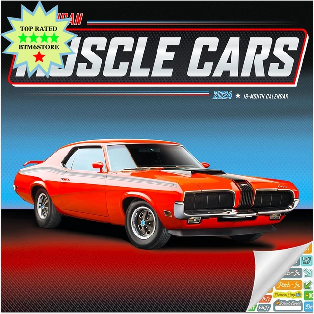 AMERICAN MUSCLE CARS Calendar 2024 Deluxe 2024 Muscle Cars Wall
