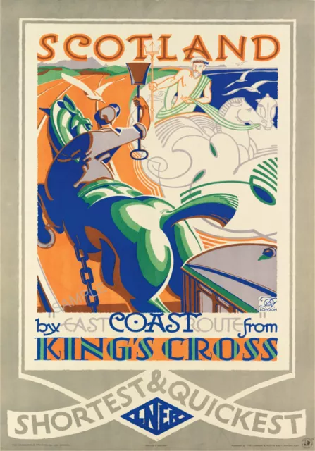 Vintage Railway Poster LNER Scotland London Rail Travel Ad Art Deco Print A3 A4